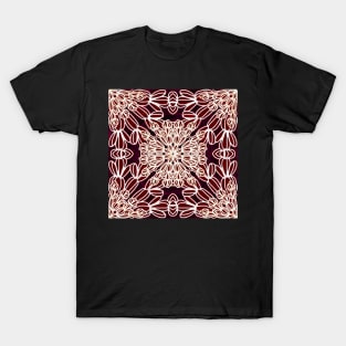 Rusty Maroon Cactus Mandalas - Intricate Digital Illustration - Colorful Vibrant and Eye-catching Design for printing on t-shirts, wall art, pillows, phone cases, mugs, tote bags, notebooks and more T-Shirt